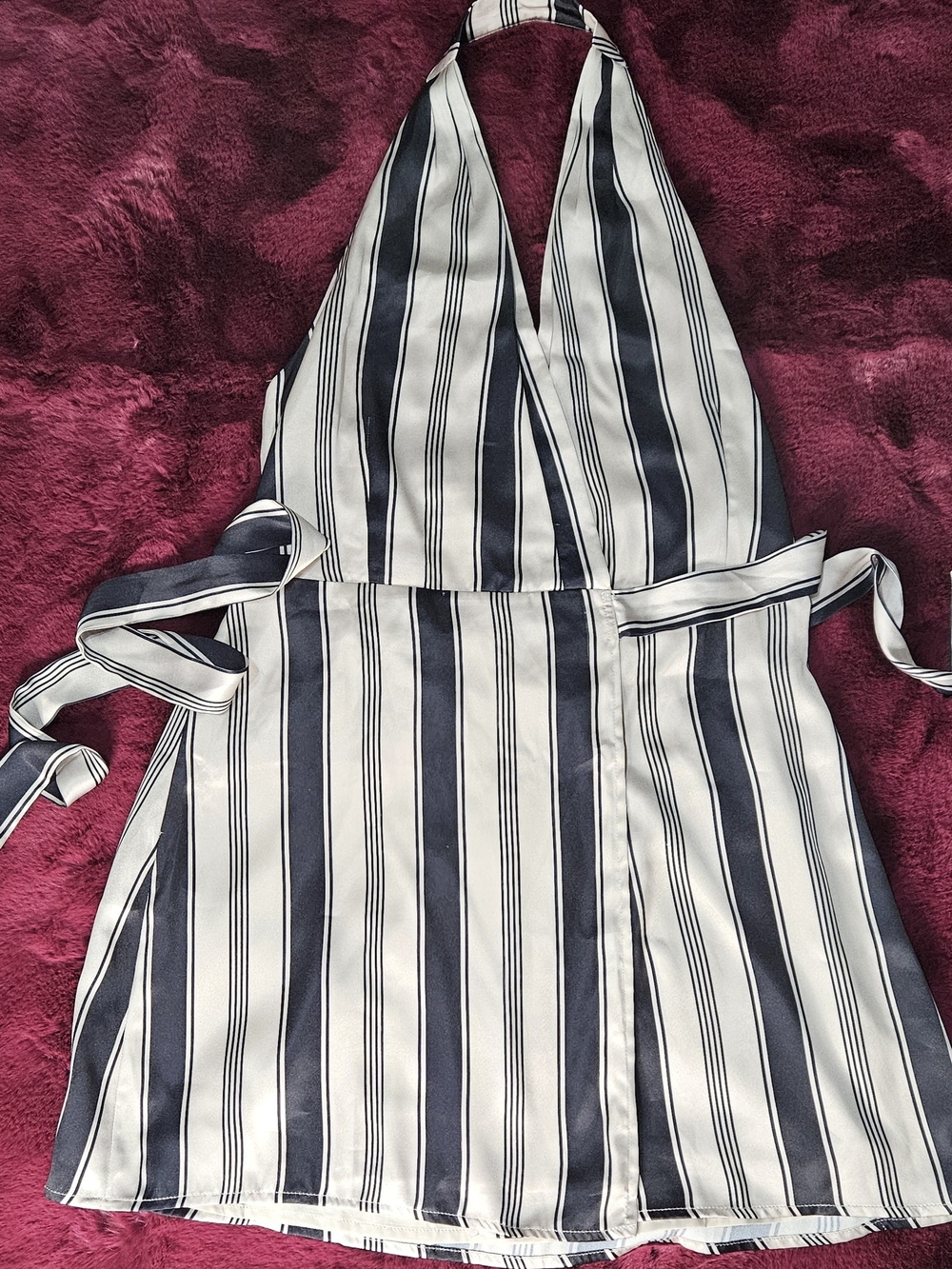Petal & Pup Silvio Stripe Halterneck Wrap Mini Dress